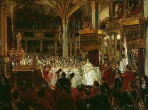Le Couronnement de Guillaume Ier comme roi de Prusse au château de Königsberg en 1861, 1861 - Adolph Menzel