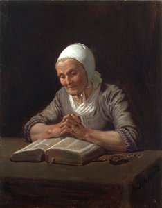 Vieille femme lisant - Adolph Tidemand
