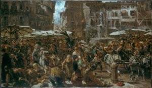 Piazza delle Erbe à Vérone - Adolph Menzel