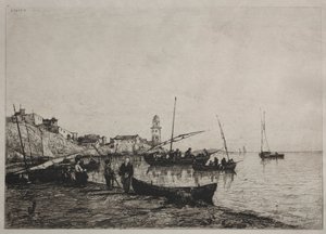 Retour des bateaux de pêche à Collioure, près de la frontière espagnole, 1878
