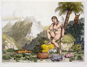 Femme indienne sud-américaine, gravée par Gallo Gallina (1796-1874) (gravure en couleur) - Adolphe Joseph Thomas Monticelli