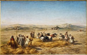 French: Dépiquage des blés en Algérie - Adolphe Pierre Leleux