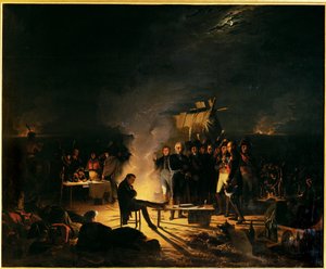 Bivouac de Napoleon sur le champs de bataille de Wagramnuit du 5 au 6 juillet 1809 … (painting on canvas) - Adolphe Roehn