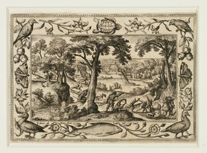 Chasse au sanglier, tiré de Paysages avec scènes de l