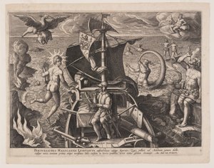 Magellan assis sur le pont, tiré de Americae Retectio