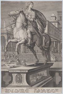 Plaque 12: statue équestre de Domitien, vue aux trois quarts à gauche