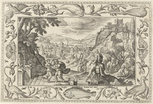 Rébecca et Éliézer au puits (série: Paysages avec scènes bibliques, mythologiques et de chasse)