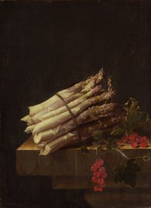 Nature morte avec asperges et groseilles rouges