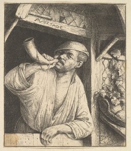 Boulanger soufflant dans une corne, 1610-85