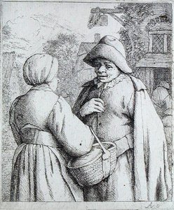 Homme et femme conversant (gravure)