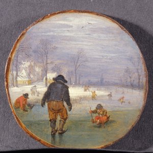 Patineurs dans un paysage