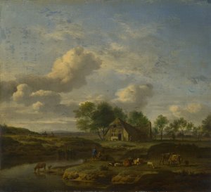 Paysage avec une ferme près d