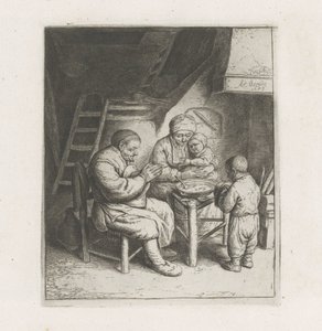 Famille priant avant le repas - Adriaen van Ostade
