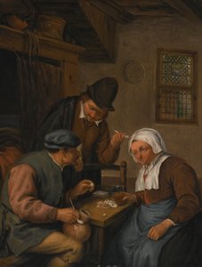 Intérieur avec des paysans jouant aux cartes
