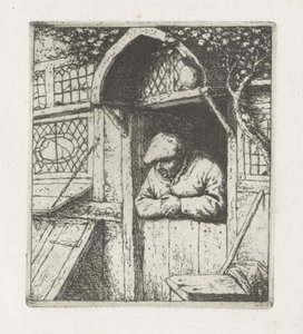 Homme appuyé sur une porte inférieure - Adriaen van Ostade