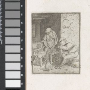 Homme allumant une pipe dans un intérieur - Adriaen van Ostade
