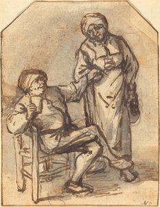 Deux paysans buvant