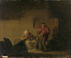 Deux paysans et une femme qui chantent