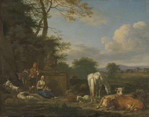 Paysage arcadien avec bergers et animaux au repos, 1664 - Adriaen van de Velde