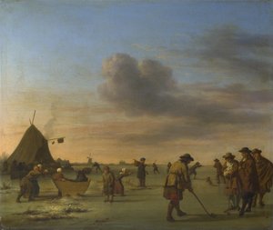 Golfeurs sur la glace près de Haarlem