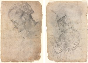 Profil de tête de femme (recto) Une servante de cuisine (verso) - Adriaen van de Velde