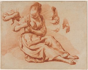 Femme assise cherchant des puces - Adriaen van de Velde