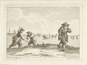 Lanceurs de boules de neige, gravé par Anthonij van der Haer, c.1745-85 - Adriaen van de Velde