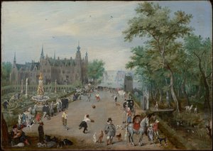 Un jeu de balle devant un palais de campagne - Adriaen van de Venne
