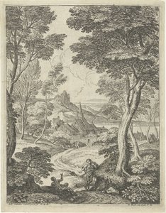 Paysage avec une tour pointue (Landschappen met schaapsherders) - Adriaen van der Kabel