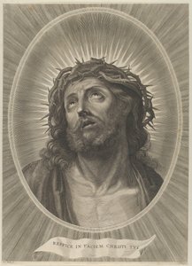 Tête du Christ regardant vers le haut avec couronne d