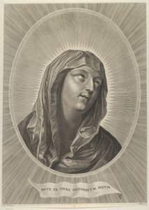 La tête de la Vierge regardant vers la droite, dans un cadre ovale, d