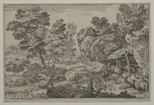 Paysage avec bergers et deux troupeaux - Adrian van der Cabel