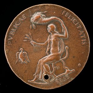 Felicitas assise, tenant des épis de maïs et agitant des cornucopias [verso]