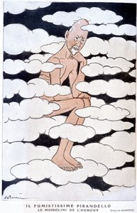 Portrait de Luigi Pirandello (1867 - 1936), dramaturge italien - Illustration par Adrien Barrère (1877-1931) dans "Fantasio" du 01/08/1925