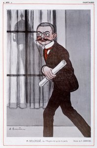 Portrait de Théophile Delcassé (1852-1923), ministre français des Affaires étrangères dans « Fantasio » - Illustration par Adrien Barrère (1877-1931)