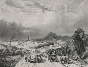 Vue générale de Riom, Auvergne, 1829 - Adrien Dauzats