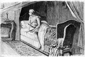 Gravure par Adrien Moreau (1843-1906) illustrant « Candide » de François Marie Arouet dit Voltaire (1694-1778)
