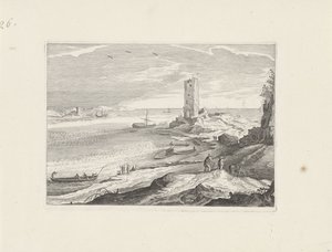 Paysage marin avec la ruine d