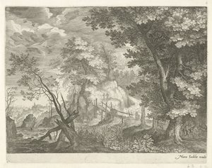 Paysage forestier avec pont en bois - Egidius  Sadeler (II)