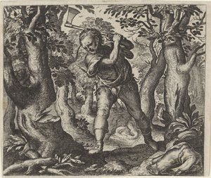 Fable du bûcheron et de la forêt - Egidius  Sadeler (II)
