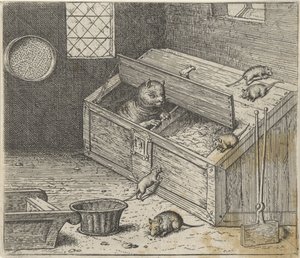 Fable du vieux chat et des souris - Egidius  Sadeler (II)