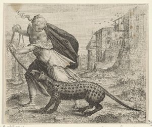Fable de la femme avec une civette - Egidius  Sadeler (II)