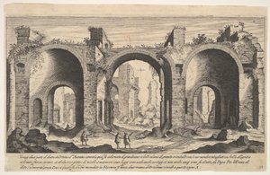 Planche 19 : vue des thermes de Caracalla, indiquant avec la lettre A les lieux, 1606