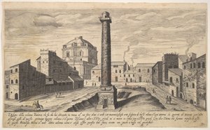 Planche 31 : vue de la colonne de Trajan, montrée avec son piédestal déterré, 1606