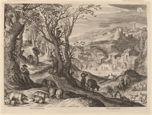 Novembre et décembre - Aegidius Sadeler II after Paul Bril