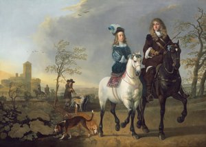 Dame et gentilhomme à cheval, vers 1655, retravaillé 1660-1665