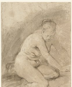 Femme nue agenouillée avec les bras étendus - Aert de Gelder (attributed to)
