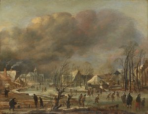 Chute de neige sur un village près d