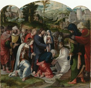 La résurrection de Lazare, panneau central du triptyque, c.1530 - Aertgen Claesz van Leyden