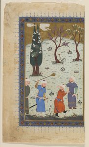 Un prince sur un trône entouré de serviteurs, 1425-30